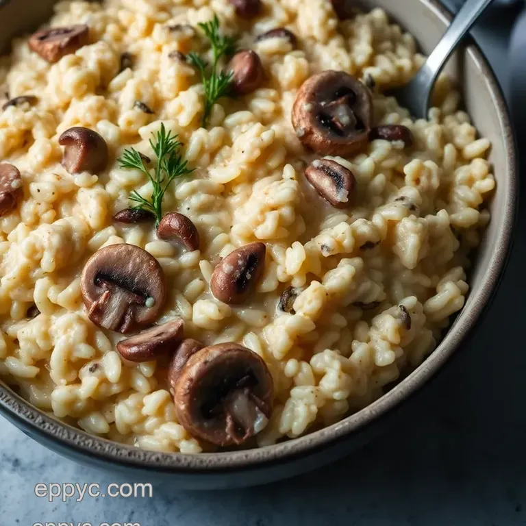 Creamy Mushroom Risotto presentation