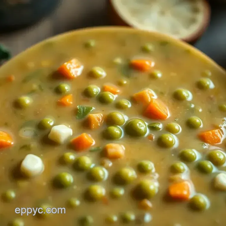 Creamy Slow Cooker Split Pea Soup with Herbed Croutons