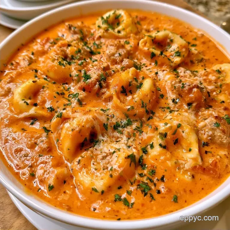 Creamy Tomato Tortellini Soup with Sausage