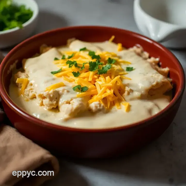 Creamy White Sauce Chicken Enchiladas presentation