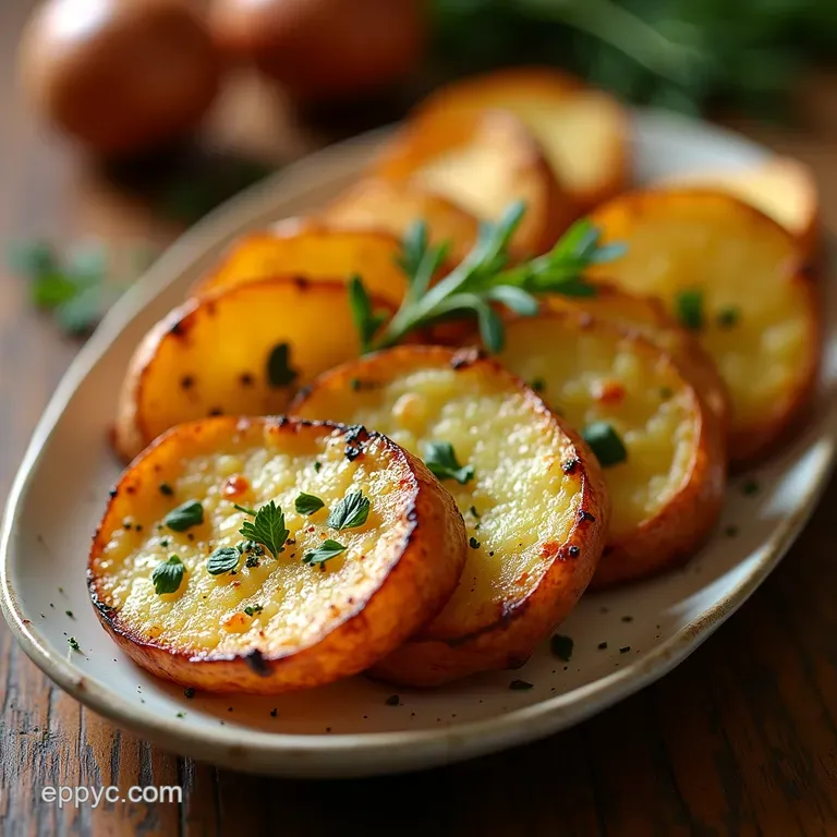 Crispy Herb Garlic Roasted Potato Slices presentation