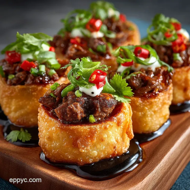 The Great British Chili Roll Crispy Beef Bean Appetizers with Smoked Cheddar presentation