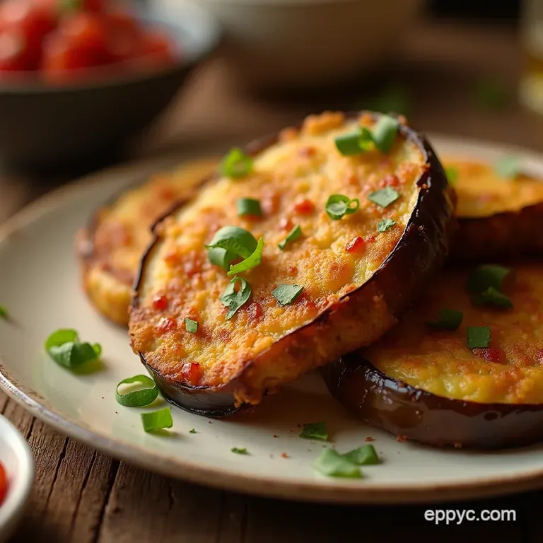 Golden Glory Perfectly Crispy Fried Eggplant Slices presentation