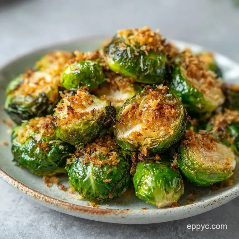 Crispy Garlic Parmesan Brussels Sprouts: Roasted