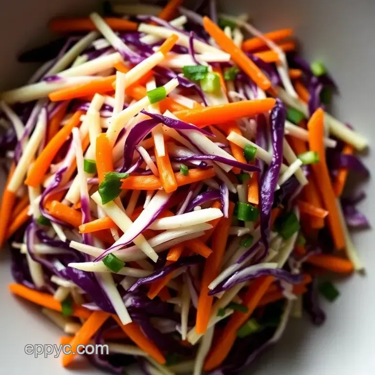 Crispy Kohlrabi Slaw with Tangy Dressing presentation