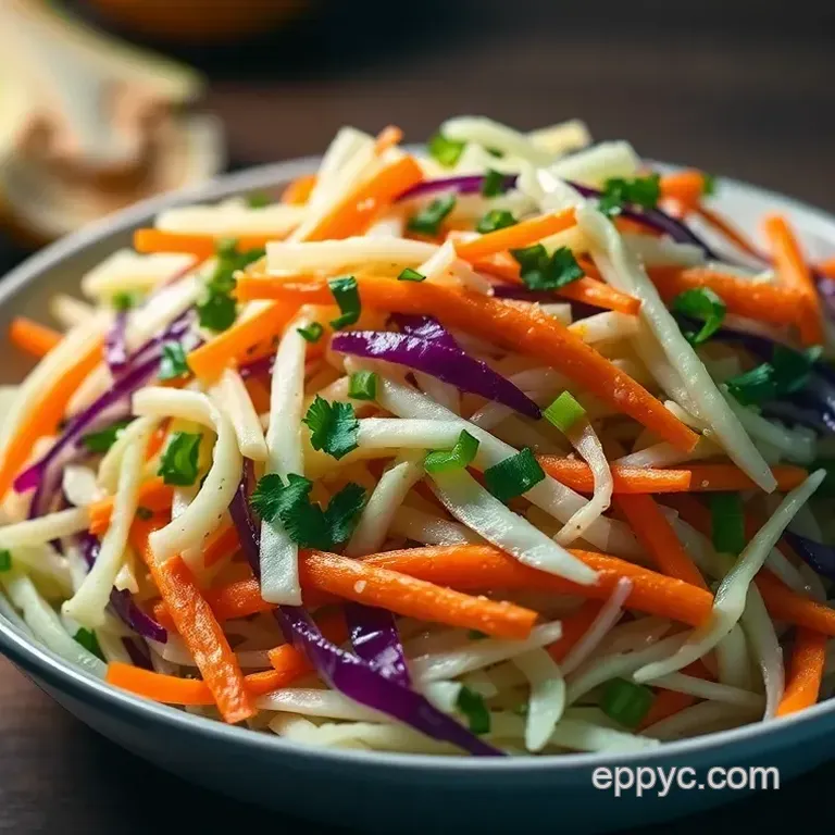Crispy Kohlrabi Slaw with Tangy Dressing