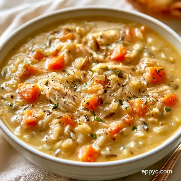 Crockpot Creamy Chicken Rice Soup: Slow-Cooked