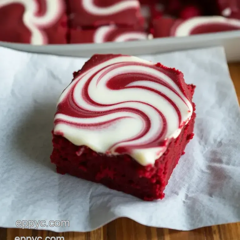 Decadent Red Velvet Brownies with Cream Cheese Swirl presentation