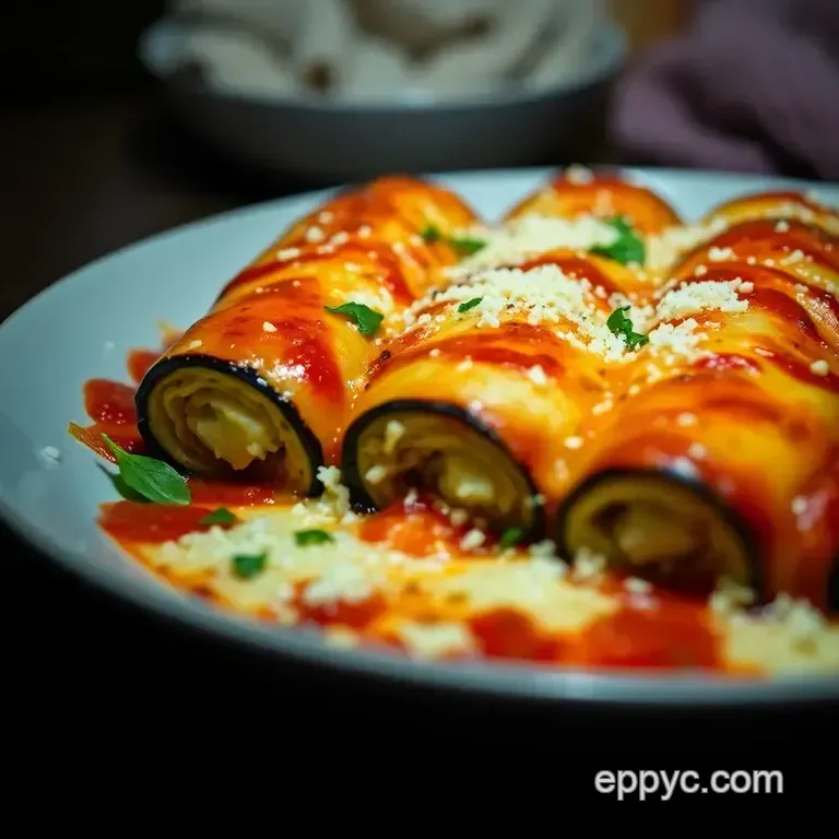 Deliciously Cheesy Italian Eggplant Rollatini presentation