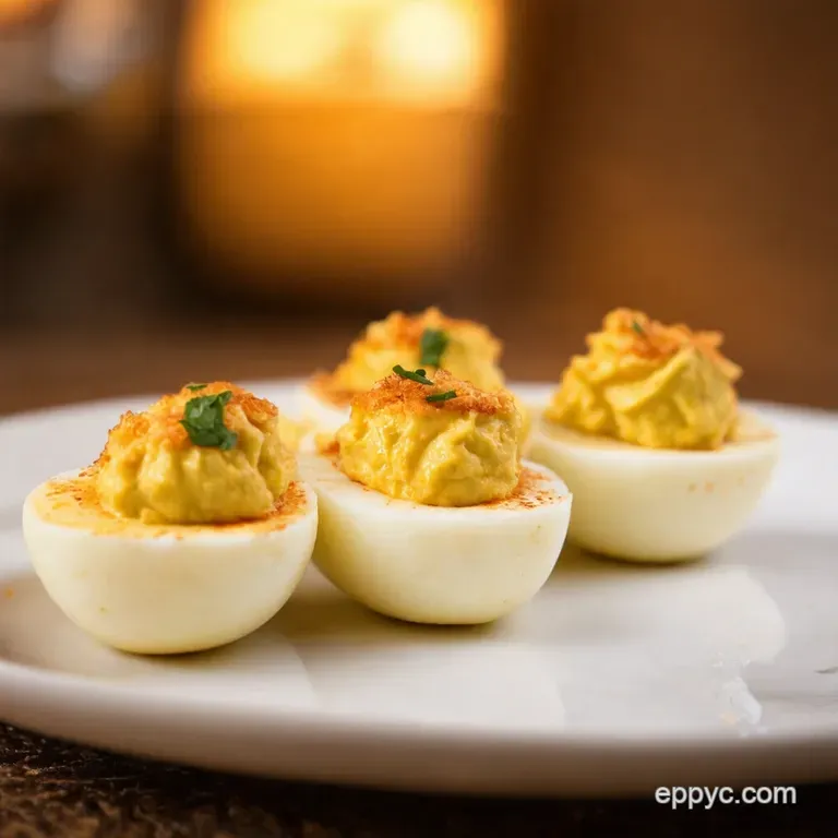Devilled Eggs Gone Rogue Crispy Fried Delights presentation