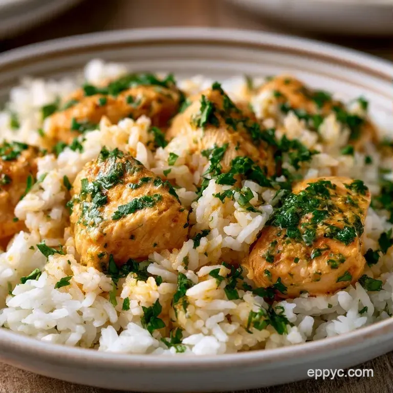 A shallow white bowl of creamy stew topped with fresh green herbs and a drizzle of olive oil on a linen cloth.