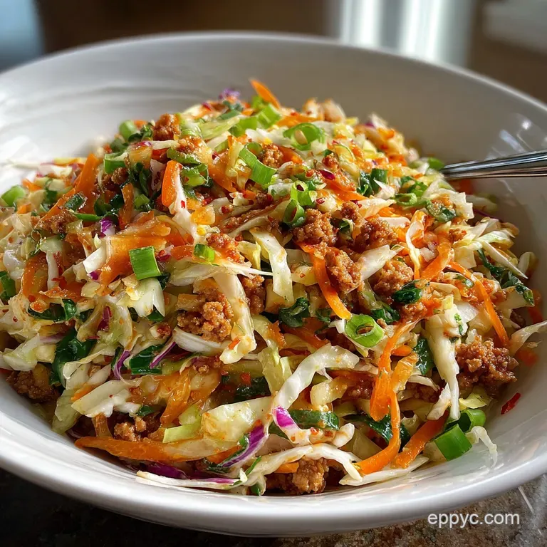 A single serving of savory pork and colorful veggies artfully arranged in a white bowl, steam rising, garnished with sesam...