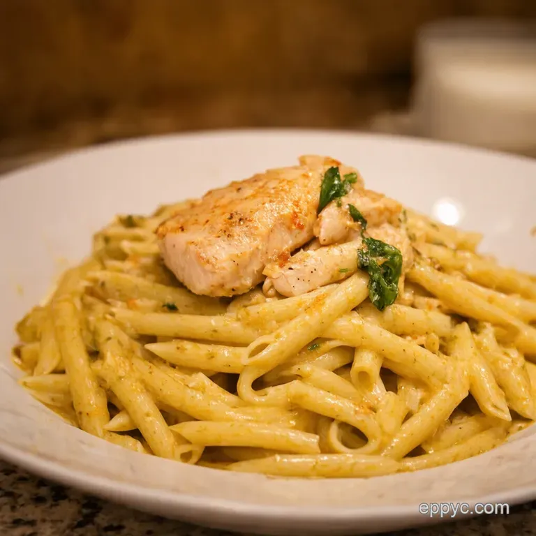 Garlicky Goodness Easy Chicken Scampi Pasta presentation