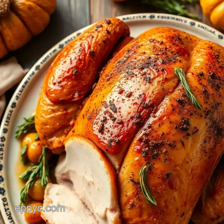 German-Style Roast Turkey with Herb Stuffing presentation
