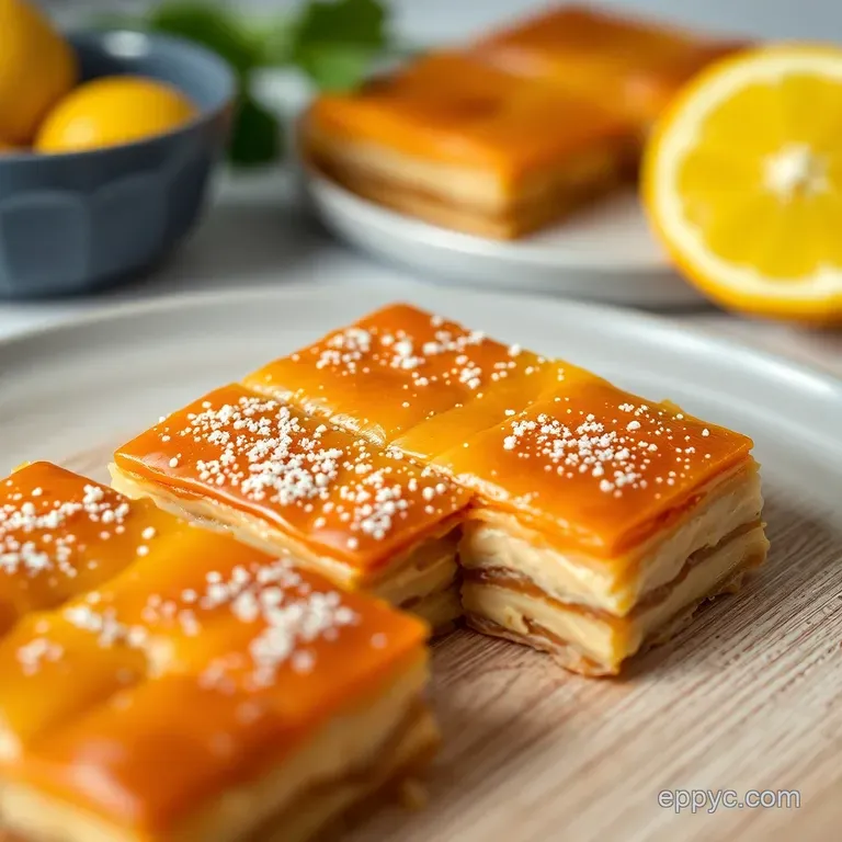 Golden Honey Baklava presentation