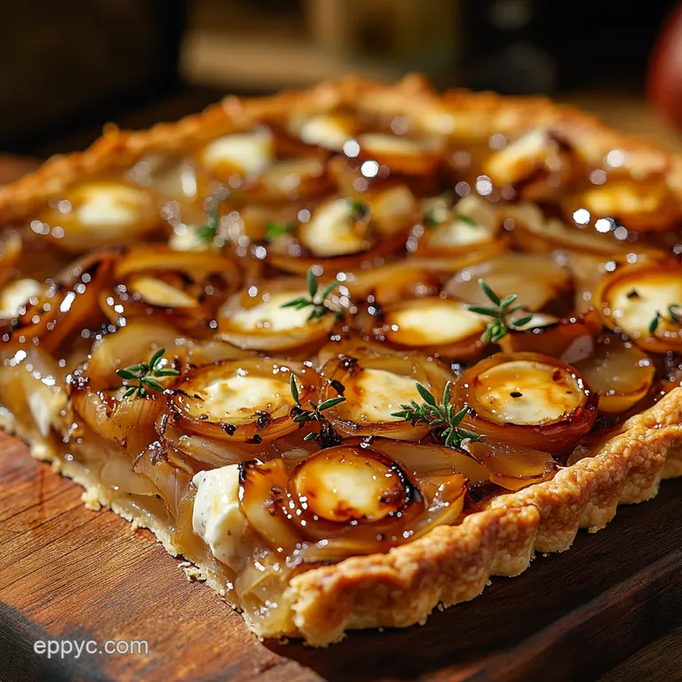 Great British Caramelized Onion Goat Cheese Tart presentation