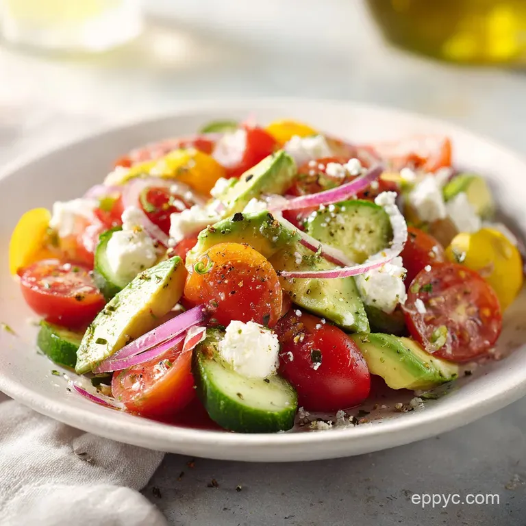 Greek Salad with Avocado: Crunchy Creamy