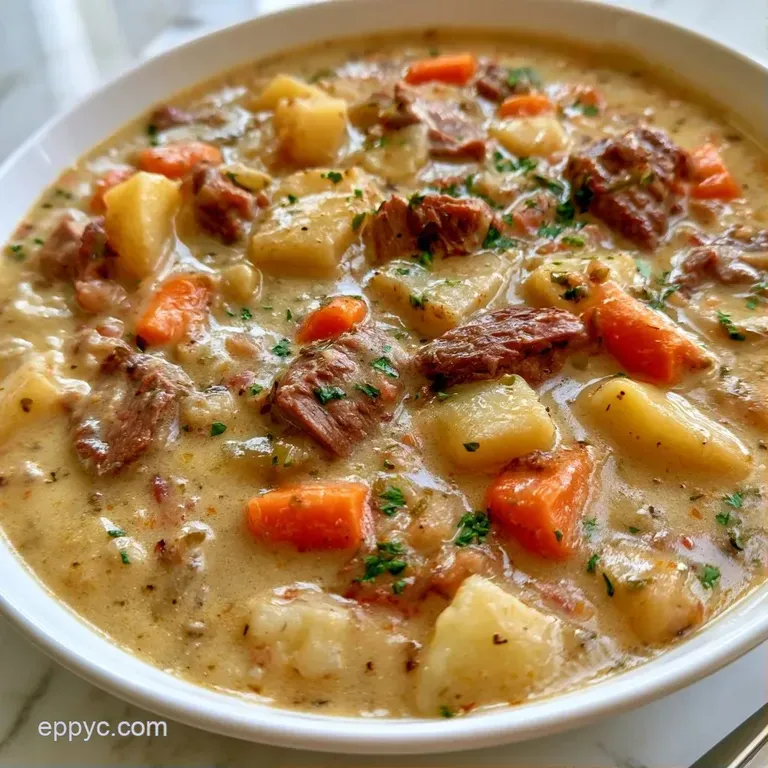 A white ceramic bowl filled with creamy potato soup, topped with melted cheddar and chopped green chives.