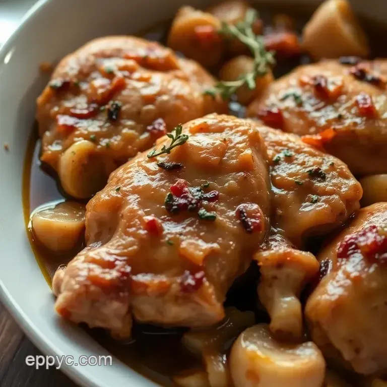 Hard Cider Braised Chicken with Root Vegetables presentation