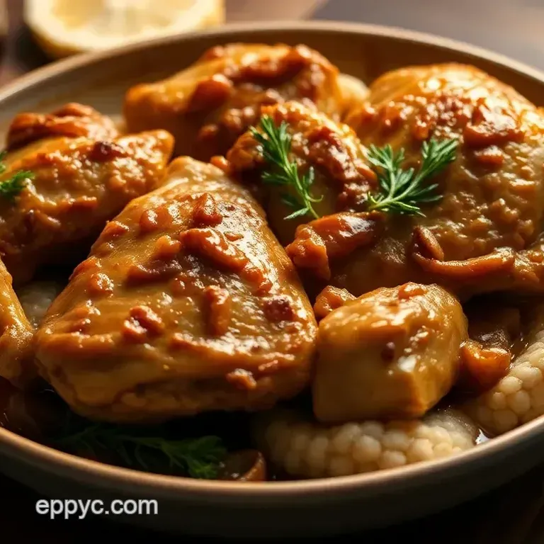 Hard Cider Braised Chicken with Root Vegetables