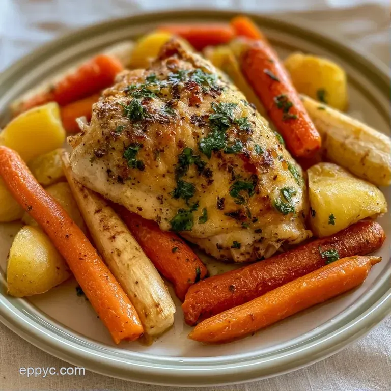 Neatly portioned tender chicken and bright carrots over fluffy quinoa in a clear glass meal prep container.