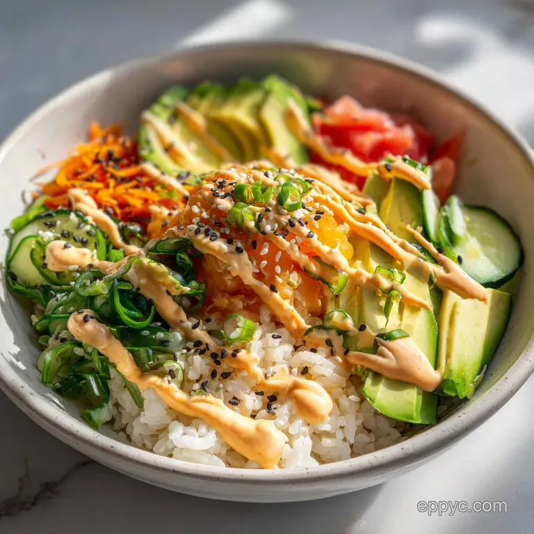 Healthy California Roll Sushi Bowl with Spicy Mayo