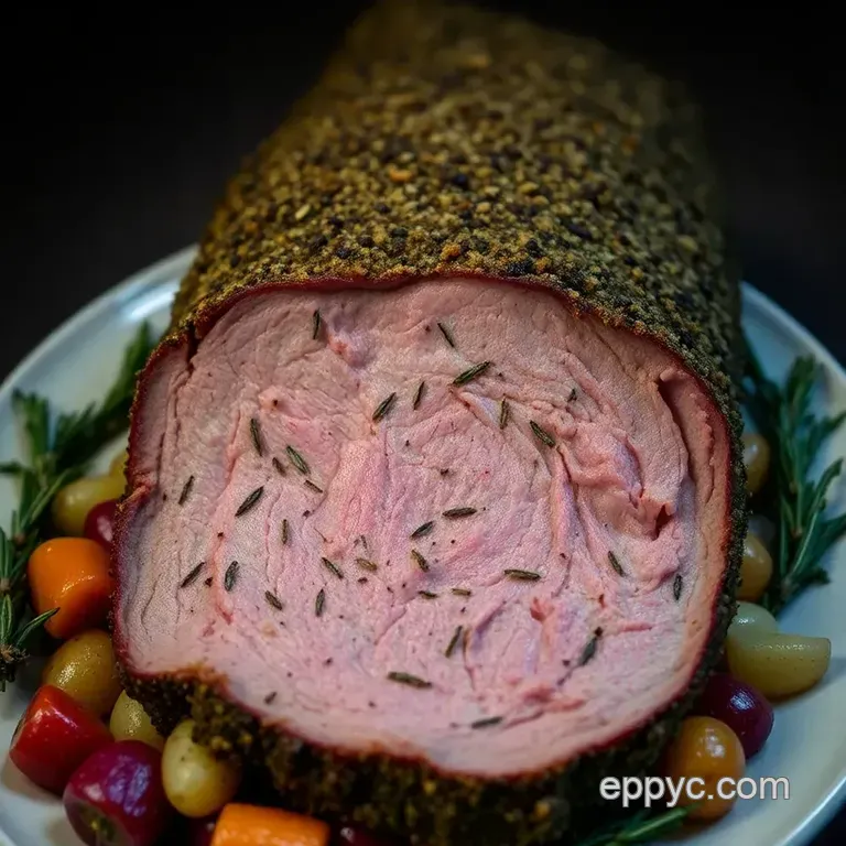 Herb-Crusted Bottom Round Roast: a Sunday Feast presentation