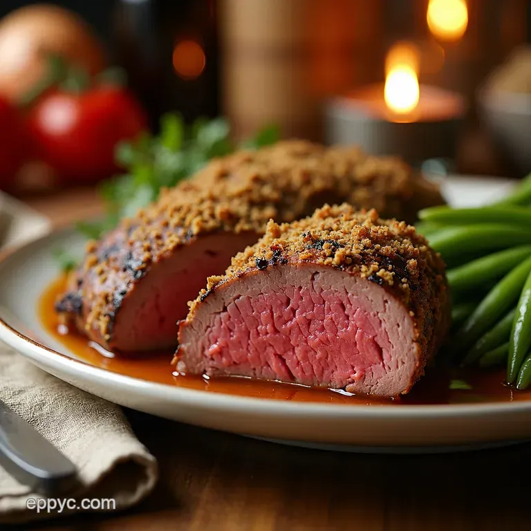Herbcrusted Beef Tenderloin Roast presentation