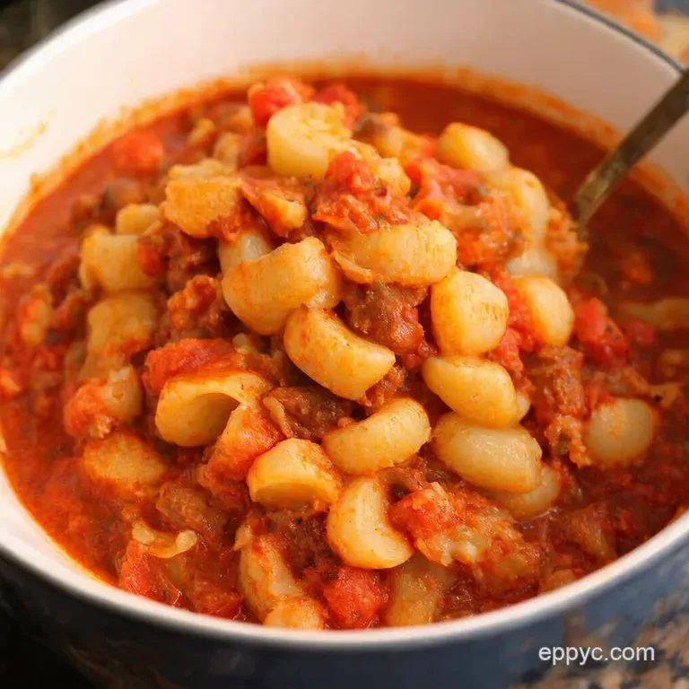 Homestyle American Goulash presentation