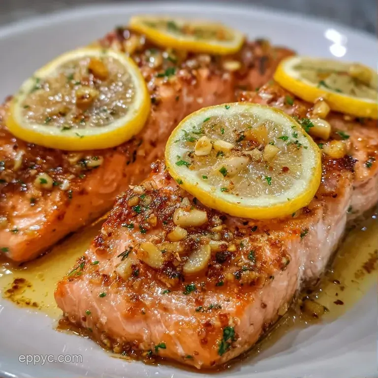 Four pink salmon fillets on white porcelain plates, paired with bright green asparagus and a fresh lemon wedge.