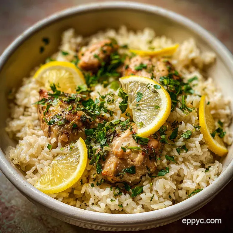 Slow Cooker Lemon Herb Chicken and Rice
