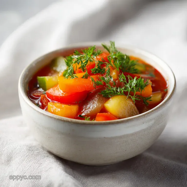 Steaming lentil soup in a white bowl, garnished with a swirl of cream and fresh herbs, beside a crusty bread slice.