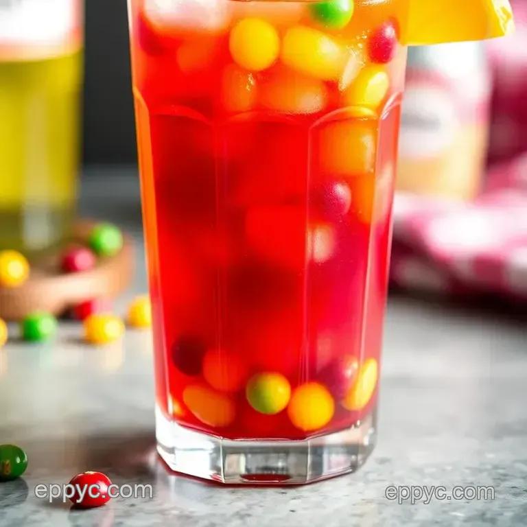 Rainbow Bliss Skittles Cocktail presentation