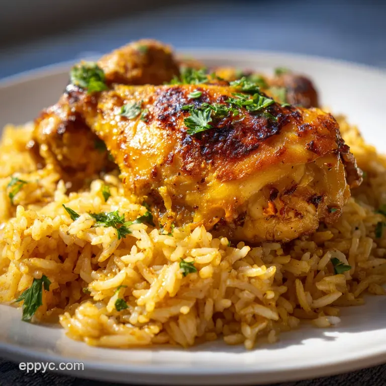 Chicken and Rice: Juicy Thighs & Golden Rice