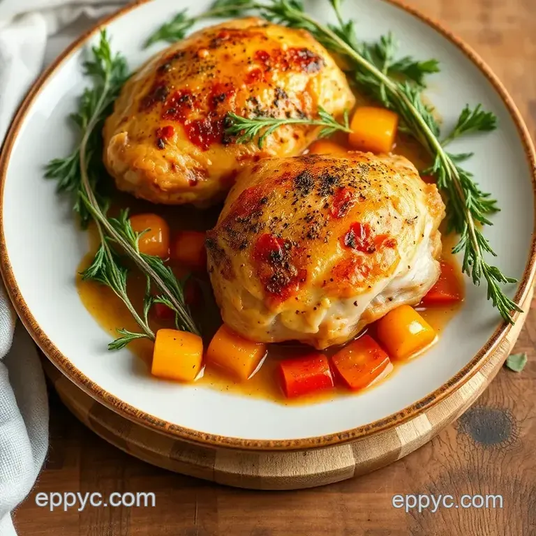 Crispy Oven-Baked Chicken Thighs with Vegetables presentation