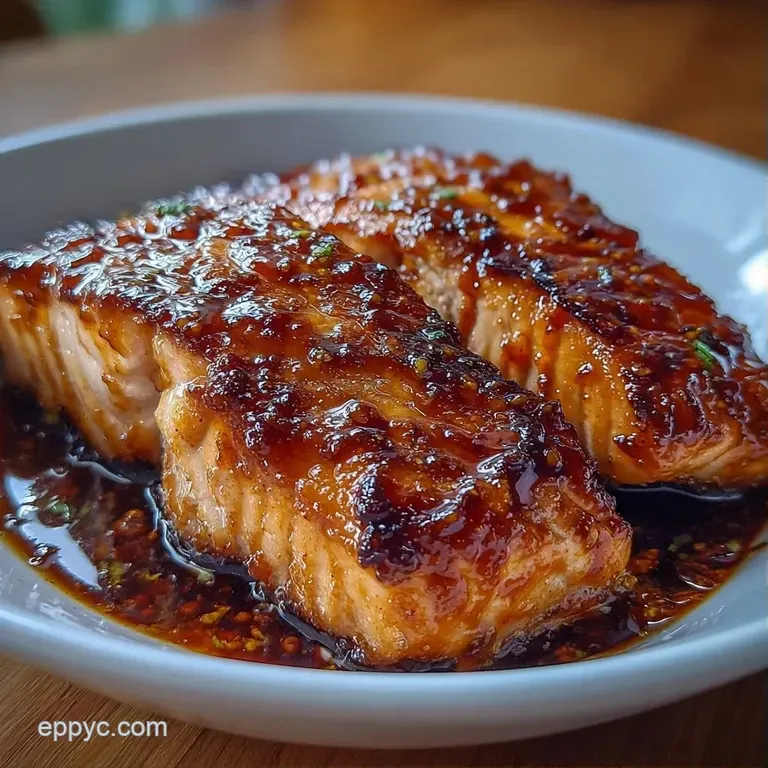 Seared salmon fillet topped with sliced green onions and ginger resting on a bed of fluffy white jasmine rice.