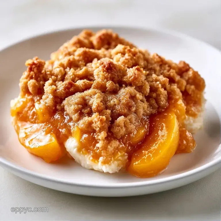 A slice of warm fruit pie on a white plate, topped with a melting scoop of vanilla ice cream and mint.