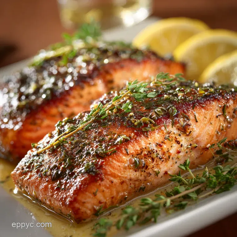 The Perfect 20Minute Baked Salmon with Lemonherb Butter Glaze presentation