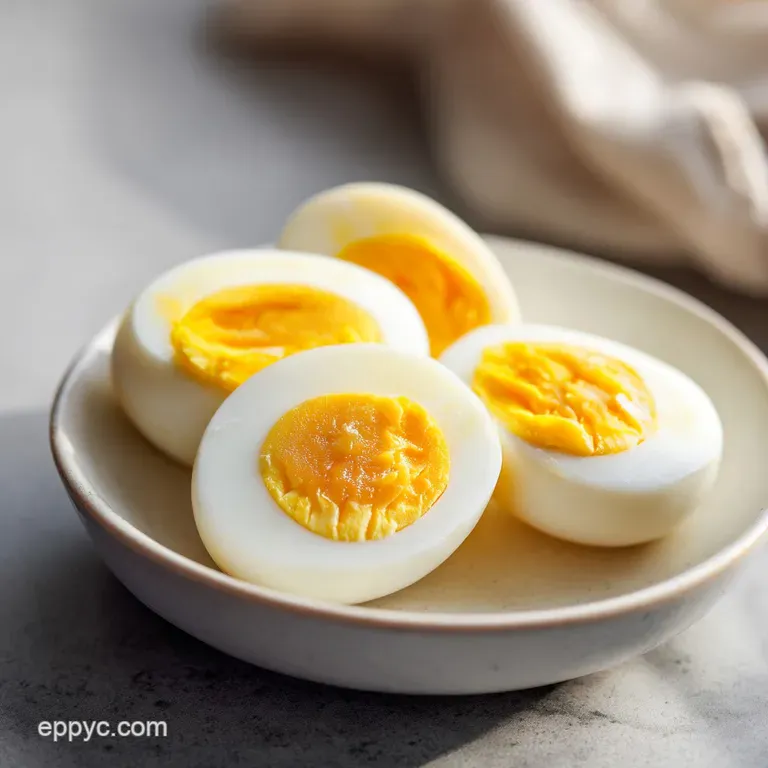 Two halved hard-boiled eggs, nestled on vibrant green arugula, dusted with black pepper, showcasing creamy yolks.