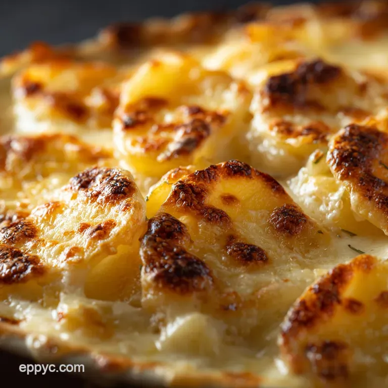 Au Gratin Potatoes with Creamy B&eacute;chamel and Golden Gruy&egrave;re Crust presentation
