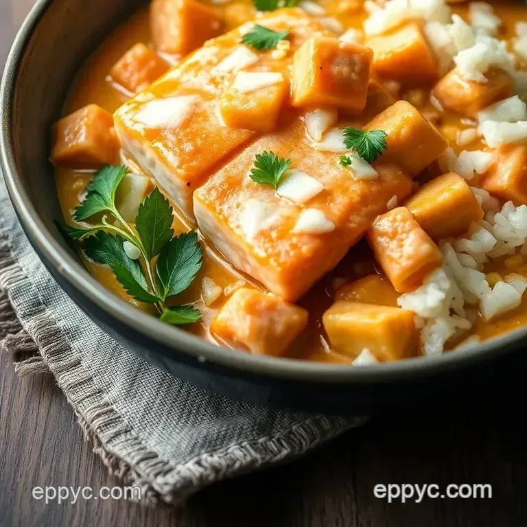 Quick Salmon Curry with Coconut Milk Delight presentation