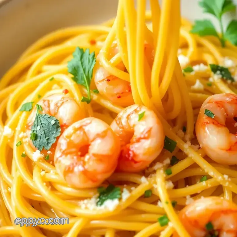 Quick Shrimp Pasta with Zesty Lemon Flavor presentation