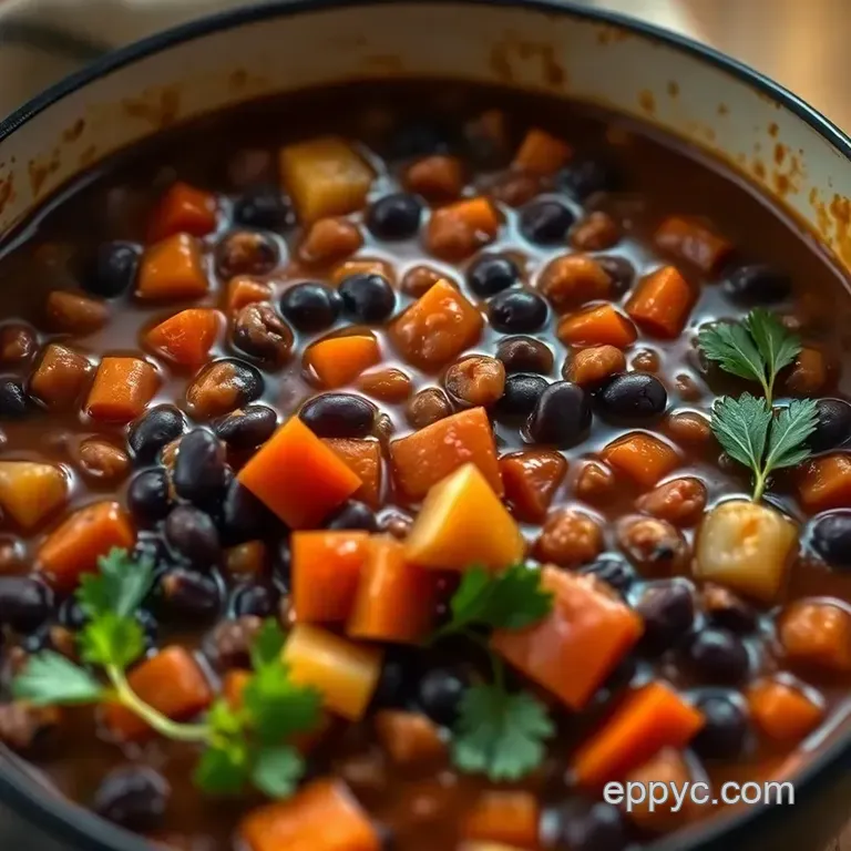 Rich and Hearty Black Bean Chili presentation