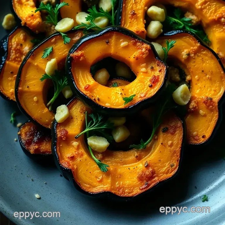 Roasted Coquina Squash with Garlic and Herbs presentation