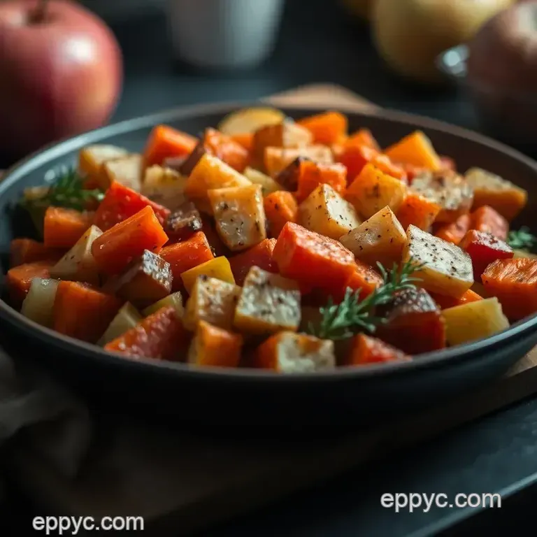 Roasted Root Vegetable & Apple Salad presentation