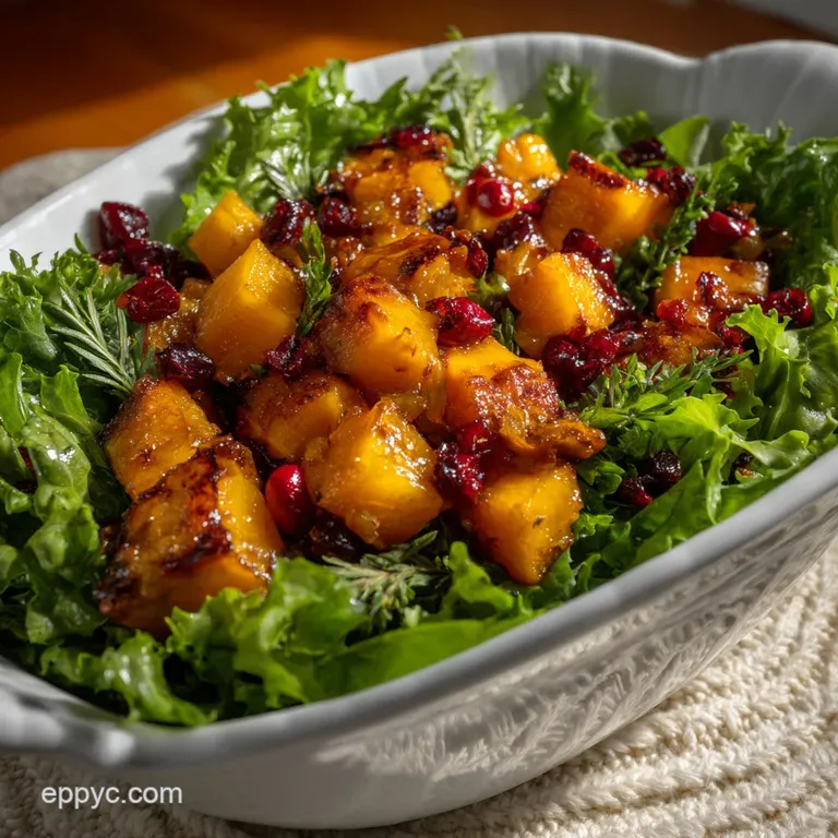 Winter Salad Recipe with Roasted Butternut Squash and Cranberries