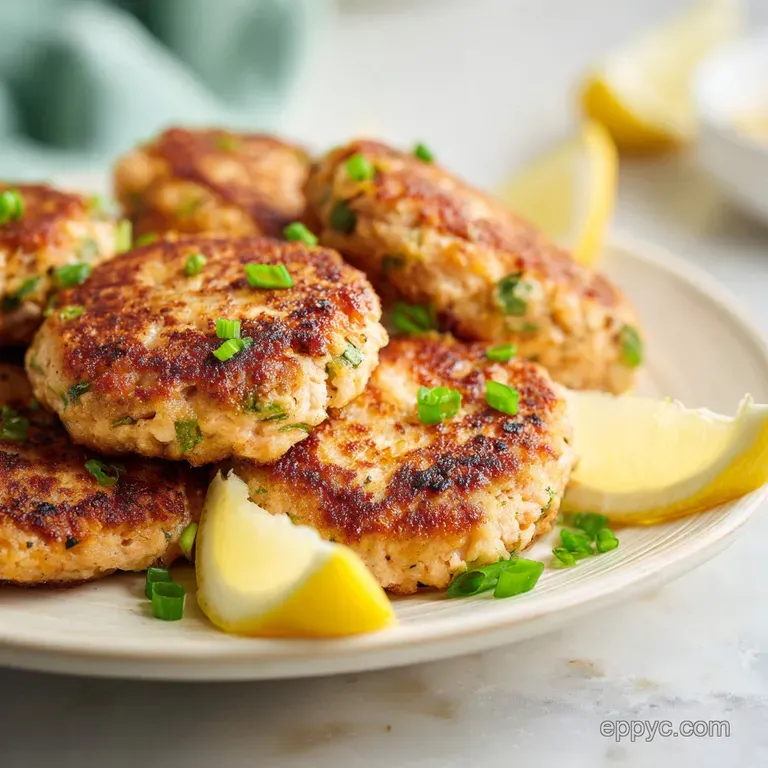 Elegant plating of seared fish cakes paired with vibrant microgreens and a glossy lemon-butter sauce.