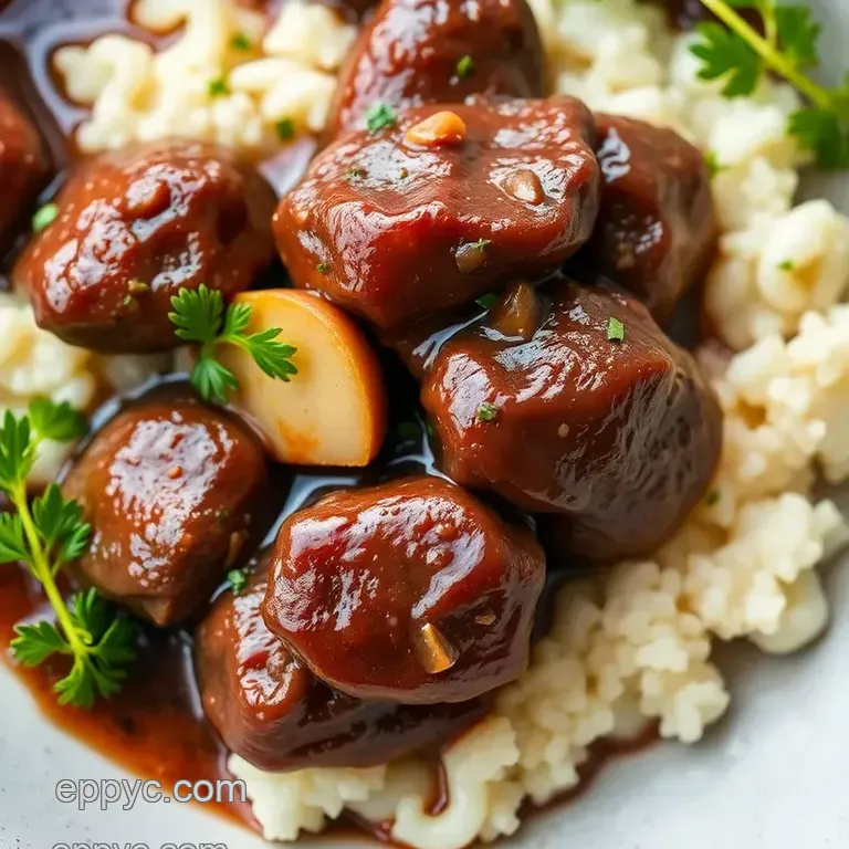 Sautéed Beef Kidney with Rich Wine Sauce presentation