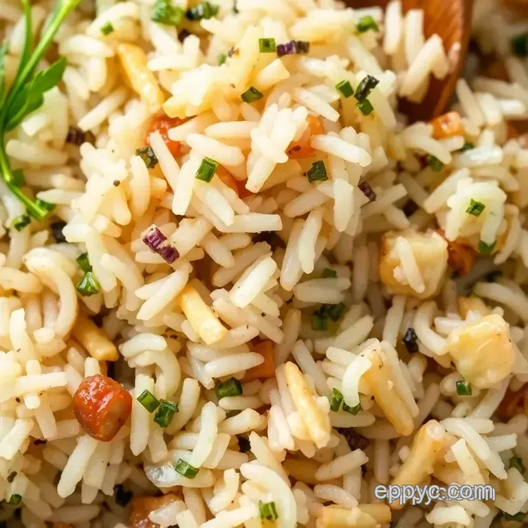 Saut&eacute;ed Blue Rose Rice with Herbal Bliss presentation