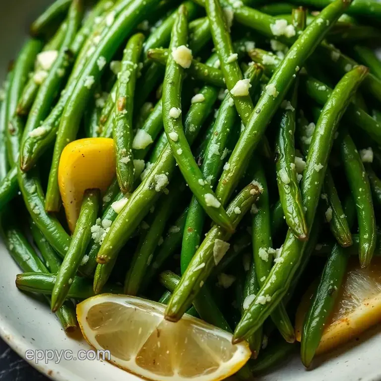 Saut&eacute;ed Green Beans with Garlic and Lemon presentation